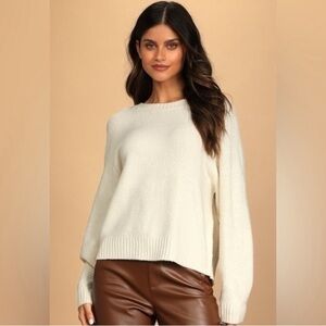 ✨Lulu’s Warm My Heart Cream Tie-Back Sweater S worn 1x